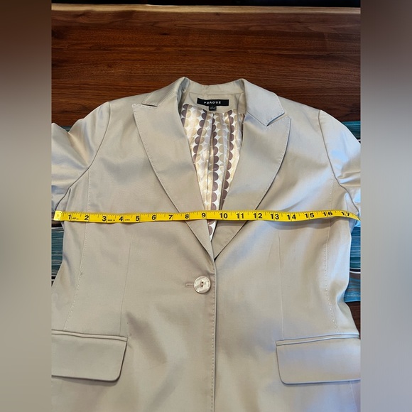 Prague Khaki Women’s Cotton Blend Blazer With One Bottom Closure Size 6 - Picture 10 of 10